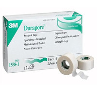 3M Durapore Sparadrap chirurgical hypoallergénique Blanc 2,5 cm x 9,1 m Lot de 12