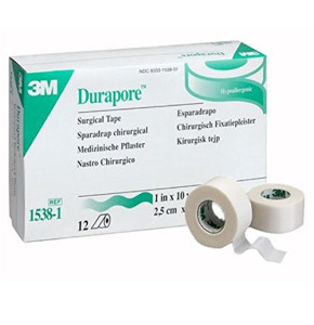 3M Durapore Sparadrap chirurgical hypoallergénique Blanc 2,5 cm x 9,1 m Lot de 12