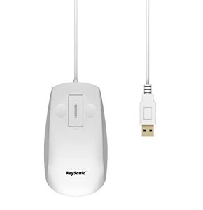 Keysonic KSM-3020M-W Souris Silicone étanche à l'eau, Touches de défilement, Indice de Protection IP68, câble USB (1,8 m), Blanc