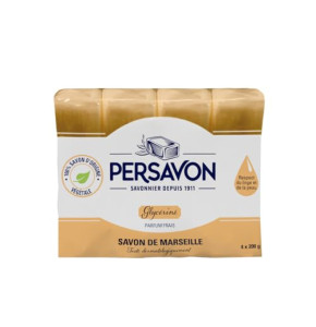 Persavon - Savon de Marseille Glycériné, Testé dermatologiquement, Origine Naturelle - 5x100 gr