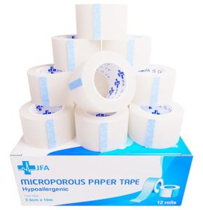 Sparadrap Chirurgical Microporeux Ruban Médical de Premiers Secours 2,5 cm x 10 m - Lot de 12 Rouleaux