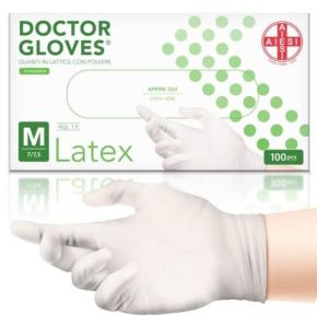 AIESI® Gants jetables en Latex avec poudre usage médical DOCTOR GLOVES (Paquet de 100 pièces) taille M