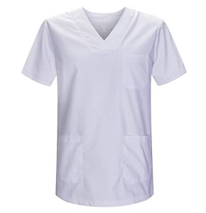 Misemiya - Unisex Workwear Short Sleeve Medical Scrubs - Ref.817 - XX-Large, White