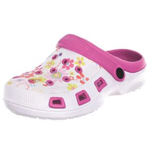 Brandsseller Women's Clogs Garden Shoes Beach Slippers Sandals Floral Pattern - Pink/White - 40 EU