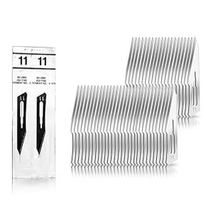 Lot de 50 lames de scalpel n°11 en acier carbone pour support de scalpel - Lames de rechange emballées individuellement dans des paquets stériles