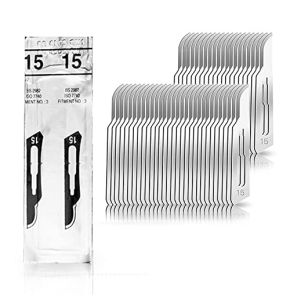 May Pack of 50 Scalpel Blades Figure 15 in Carbon Steel for Scalpel Handle no. 3 - Individually Packed Sterile Replacement Blades