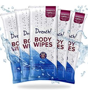 Drench! Body Cleansing Wipes - 5 Packs of 12 Refreshing Aloe Vera Wipes - Cleansing Wipes for Adults and Seniors