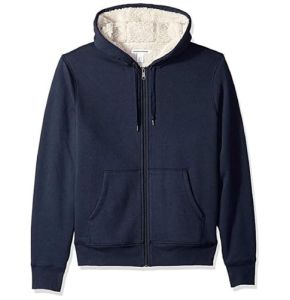Amazon Essentials Veste à Capuche Zippée en Polaire Doublée de Sherpa pour Femme, Bleu Marine Chiné, XXL