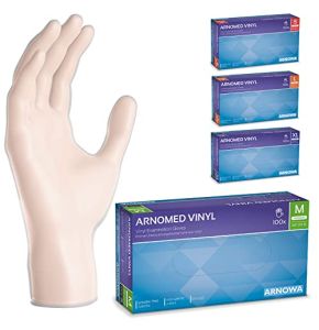 ARNOMED Disposable Vinyl Gloves M, 100 Pieces/Box, Powder-Free Glove
