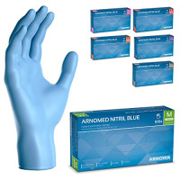 ARNOMED Gants nitrile taille M, gant nitrile bleu, 100 pièces/boîte, gants jetable non poudrés & sans latex, gants de cuisine et mecanique jetab...