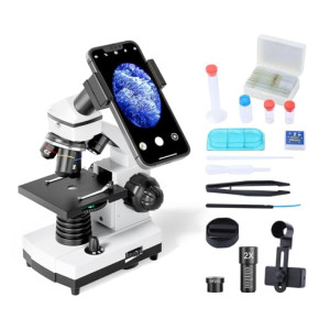 Microscope pour Enfants Adultes 100-2000x Microscopes Monoculaires Biologiques Éducatif Puissants pour Étudiants avec Accessoires Opération Diap...