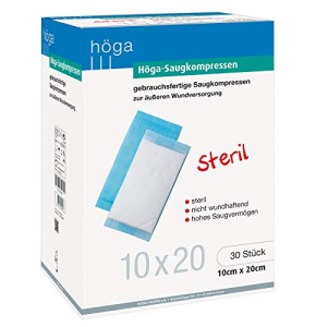 Höga-Saugkompressen steril Lot de 30 compresses d'aspiration prêtes à l'emploi - 10 x 20 cm
