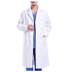 Wafly Adaptée pour Scientifique Chimie et Laboratoire - Coloris Blanche - Femme Homme - Manche Longue - Poche et Bouton - L