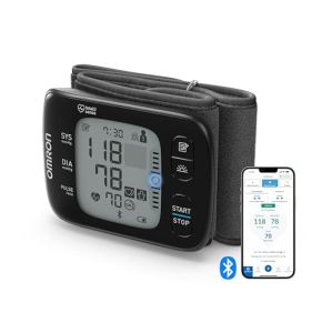 OMRON RS7 Intelli IT Tensiomètre Au Poignet Avec Connexion Bluetooth, Compatible Avec Smartphones, Validé Cliniquement, Portable, Mémoire 2 Util...