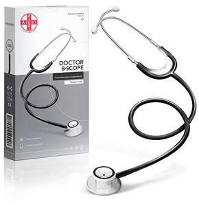 AIESI® Stéthoscope Professionnel à deux têtes pour adulte couleur noir DOCTOR B-SCOPE, Garantie 24 mois