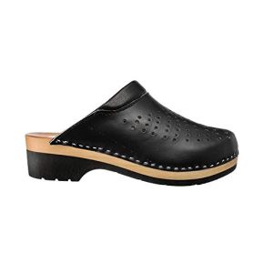 ESTRO Sabots Femme en Cuir Chaussures Hôpital Mules Femmes Sabots Orthopédiques CDL02 (39, Noir 2)