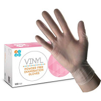 ASAP Boîte de 100 gants d'examen jetables en vinyle transparent sans poudre (S/Petite)