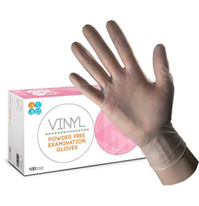 ASAP Boîte de 100 gants d'examen jetables en vinyle transparent sans poudre (S/Petite)