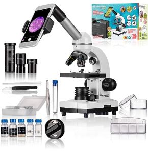 Bresser Biolux SEL Kit de Microscope pour Élèves avec Éclairage, Adaptateur pour Smartphone, Étui Rigide, Kit d'Expérimentation et de Nombreux Accessoires