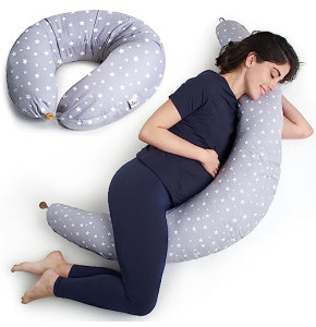 Niimo Alpha XXL Multifunctional Pregnancy & Nursing Pillow (Gray-White Stars)