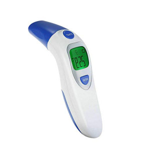 Thermomètre frontal et auriculaire numérique, thermomètre infrarouge professionnel multifonction pour bébé, enfant et adulte blanc + bleu
