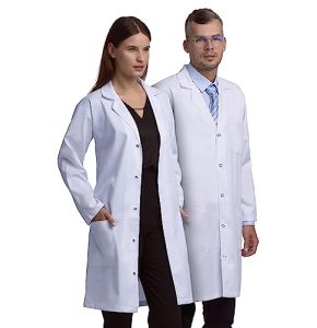 Lab Coat X Unisex Professional Coat For Men And Women - Laboratory Doctor, Physio, Hospital - Multiple Pockets, Classic Fit, Snap Closure (L)