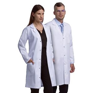 Lab Coat X Unisex Professional Coat For Men And Women - Laboratory Doctor, Physio, Hospital - Multiple Pockets, Classic Fit, Snap Closure (L)