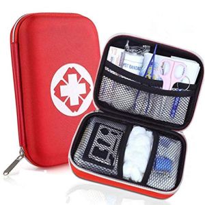 Zimohe Trousse de Premier Secours Mini Boîte Médicale Complète pour la Voiture Voyage Bureau Randonnée Sport Maison Entreprise (Rouge)