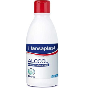 Hansaplast Antiseptique Alcool 70% Volume (1 x 250 ml), Alcool modifié pour désinfection cutanée, Solution désinfectante pour petites plaies superficielles