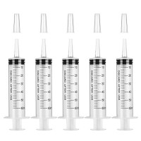 Plastic 60ml Measuring Syringe - Long Tip - Liquid Measurement, Animal Feeding, Gardening - Hyber&Cara (5 pieces)
