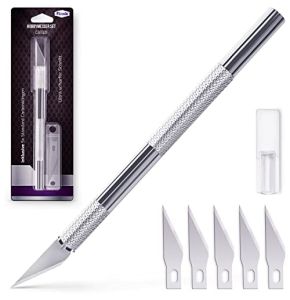 Filzada® Scalpel avec 5 lames de rechange (standard) - cutter de précision/couteau modelisme en argent pour couper du papier, des modèles, du fi...