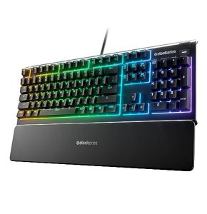 SteelSeries Apex 3 RGB Gaming Keyboard - 10-Zone RGB Lighting - IP32 Waterproof - Premium Magnetic Wrist Rest