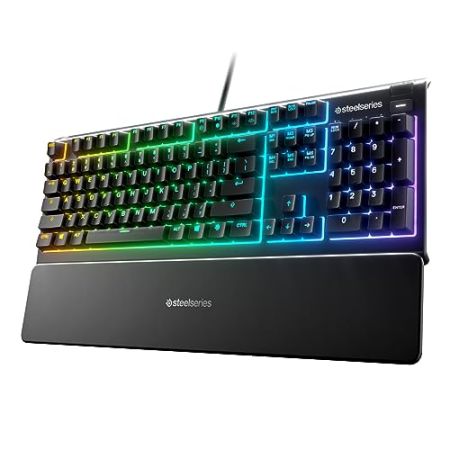 SteelSeries Apex 3 RGB Clavier Gaming - Éclairage RGB 10 Zones - Étanche IP32 - Repose-Poignet magnétique de qualité supérieure (Interrupteur ...