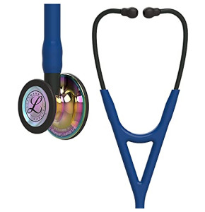 3M Littmann Stéthoscope de Diagnostic Cardiology IV, Tubulure Bleu Marine, Édition Rainbow Brillant, Base Noire et Lyre Noire, 69 cm, 6242
