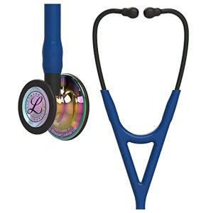 3M Littmann Stéthoscope de Diagnostic Cardiology IV, Tubulure Bleu Marine, Édition Rainbow Brillant, Base Noire et Lyre Noire, 69 cm