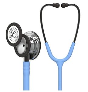 3M Littmann Stéthoscope de Surveillance Classic III, Tubulure Bleu Ciel, Édition Miroir, Base et Lyre Smoke, 69 cm, 5959