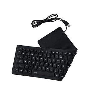 EMEBAY - USB Clavier Français Pliable AZERTY en Silicone 103 Touches, Clavier Souple Étanche Compatible avec Ordinateur de Bureau, Ordinateur Portable