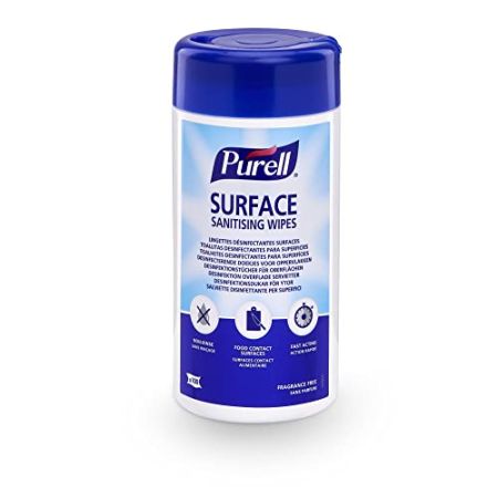 PURELL LINGETTES DÉSINFECTANTES SURFACES, Boîte de 100 lingettes. Lingette désinfectant et Antibactériennes éliminent jusqu’à 99,999% des g...