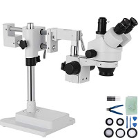 VEVOR Microscope Stéréo 3.5X-90X Simul Focal Trinoculaire Zoom 360 Degrés Rotatif Trinoculaire Stéréo Microscope Double Bras Stand Laboratoire...