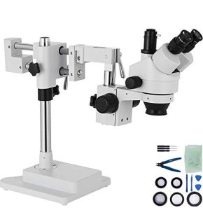 VEVOR Microscope Stéréo 3.5X-90X Simul Focal Trinoculaire Zoom 360 Degrés Rotatif Trinoculaire Stéréo Microscope Double Bras Stand Laboratoire...