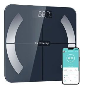 Healthkeep Pèse Personne Numériques, Balance Connectée Bluetooth Impédancemètre avec 13 Données Corporelles (BMI/Graisse Corporelle/Masse Oss...