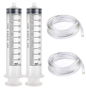 Gebildet 2PCS 100ml Plastic Syringe with 1m Tube, Reusable for Emptying Jars