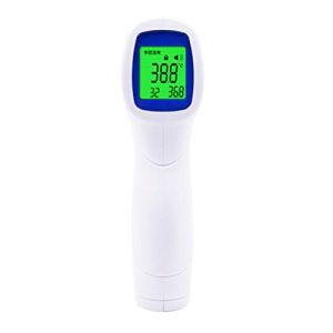 Kexia Digital Infrared Forehead and Ear Thermometer with 3-Color Backlight and Fever Alarm – White & Blue