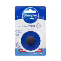 Steripan - Sparadrap Tissu - Souple Et Résistant - Sans Latex - Se Découpe Sans Ciseaux - Maintien Des Compresses - 5m x 2,5cm