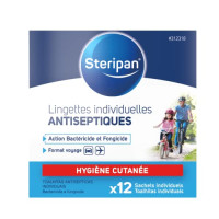 Steripan - Lingettes Individuelles Antiseptiques - Action Bactéricide/Fongicide - x12 Sachets