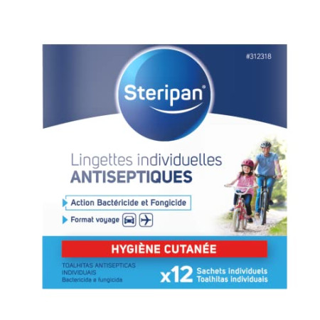 Steripan - Individual Antiseptic Wipes - Bactericidal/Fungicidal Action - x12 Sachets