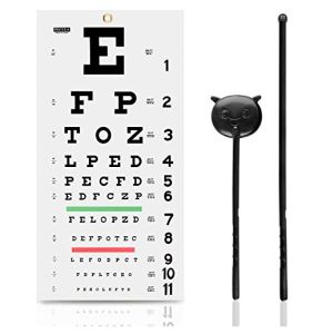 PECULA Eye Chart - Snellen Eye Chart with Manual Pointer and Eye Occluder for Eye Examinations