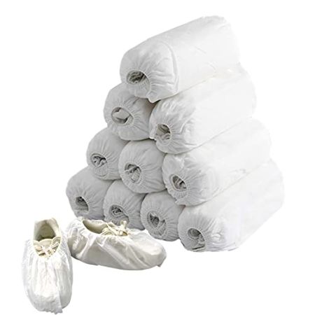 Fashionapple Lot de 100 Couvre-Chaussures jetables en Tissu Non tissé pour Le Nettoyage de Moquette, Protection de Sol - Blanc