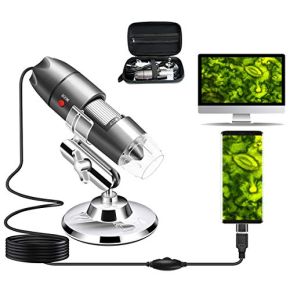 Cainda Microscope numérique USB 40x à 1000X, avec Support en métal et étui de Transport Compatible avec Android Windows 7 8 10 11 Linux Mac