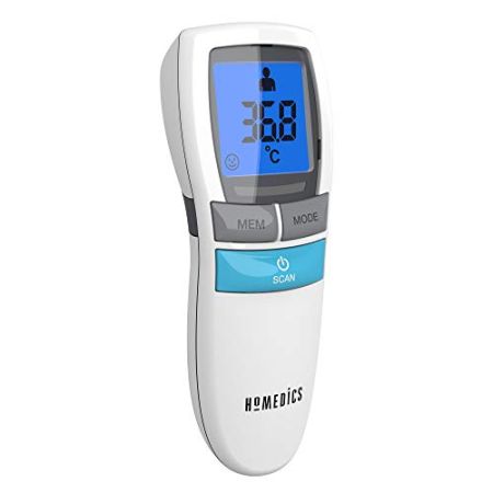 HoMedics Thermomètre Frontal infrarouge, Sans Contact avec Lecture Instantanée Précise - Alarme Fièvre et Rétro-Eclairés pour Bébé, Enfant,...